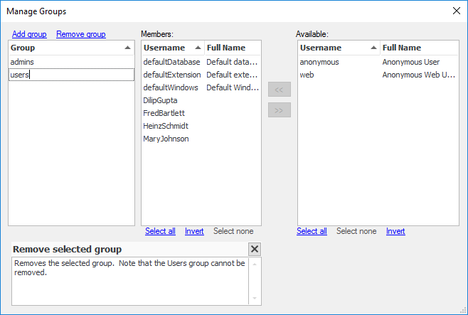 CompleteFTP: How to manage groups