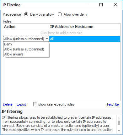 IP filtering Setting